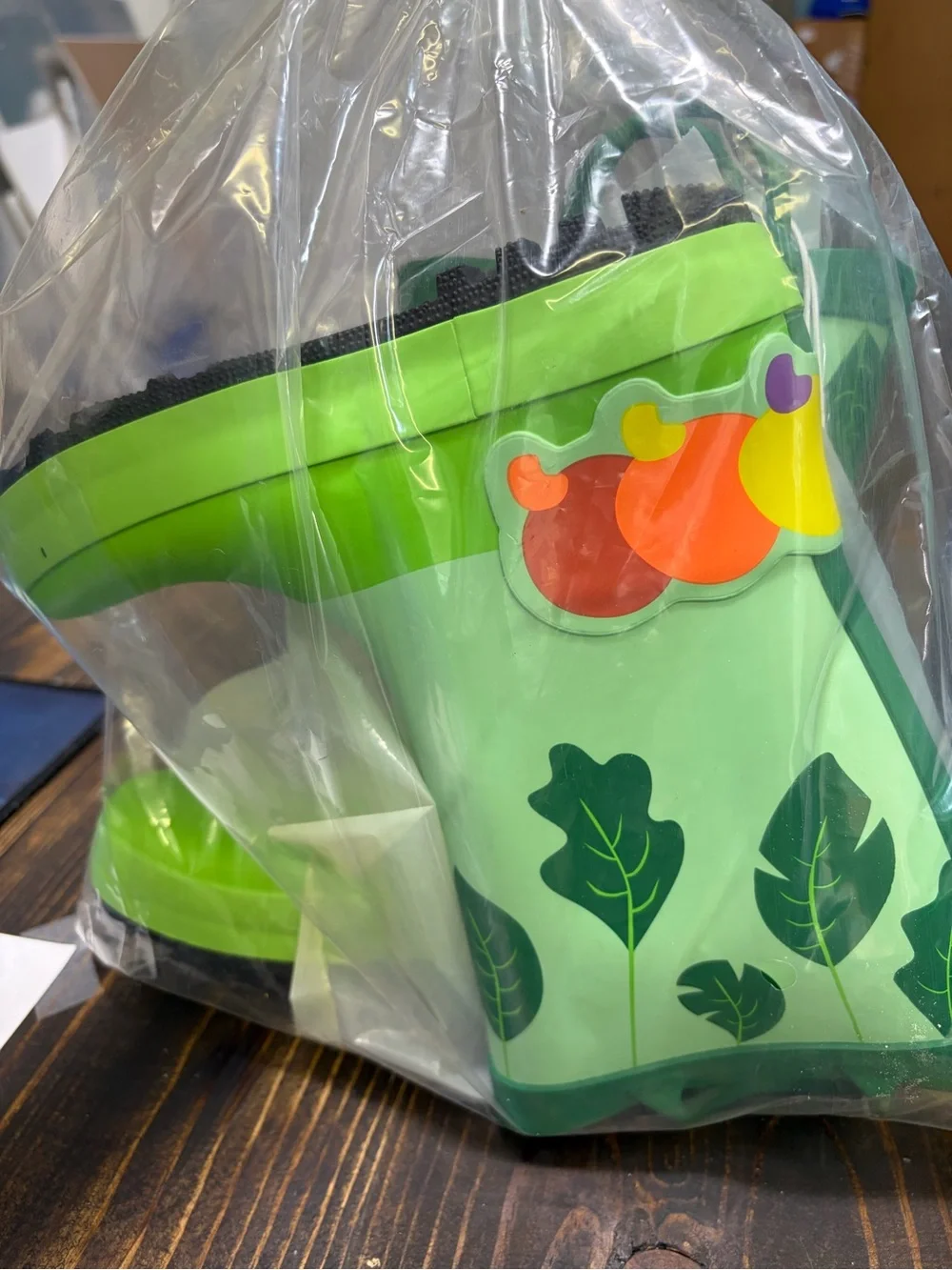Cat & Jack Mint Green Leaf Tote with Colorful Cartoon Character